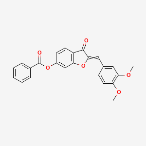 molecular formula C24H18O6 B8362803 2-[(3,4-dimethoxyphenyl)methylene]-6-benzoyloxy-3(2H)-benzofuranone 