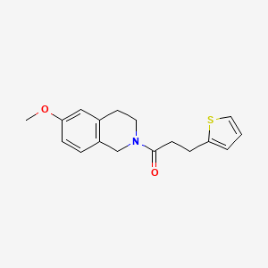 molecular formula C17H19NO2S B8362885 1,2,3,4-Tetrahydro-6-methoxy-N-3-(2-thienyl)propionylisoquinoline 