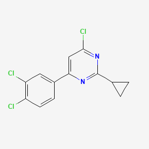 molecular formula C13H9Cl3N2 B8363201 4-Chloro-2-cyclopropyl-6-(3,4-dichloro-phenyl)-Pyrimidine 