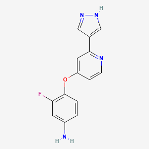 molecular formula C14H11FN4O B8363254 4-(2-(1H-pyrazol-4-yl)pyridin-4-yloxy)-3-fluoroaniline 