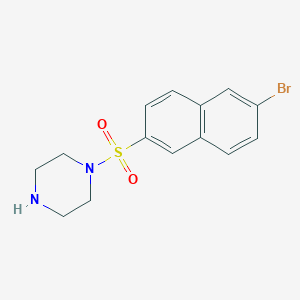 molecular formula C14H15BrN2O2S B8363300 1-(6-Bromonaphth-2-ylsulphonyl)piperazine 