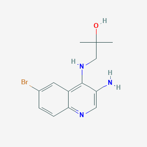 molecular formula C13H16BrN3O B8363538 1-[(3-Amino-6-bromoquinolin-4-yl)amino]-2-methylpropan-2-ol 