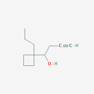 molecular formula C11H18O B8363597 1-(1-Propylcyclobutyl)but-3-yn-1-ol 