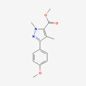 molecular formula C14H16N2O3 B8363607 methyl 3-(4-methoxyphenyl)-1,4-dimethyl-1H-pyrazole-5-carboxylate 