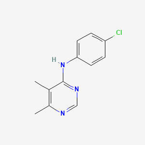 molecular formula C12H12ClN3 B8363638 4-(4-Chloroanilino)-5,6-dimethylpyrimidine 