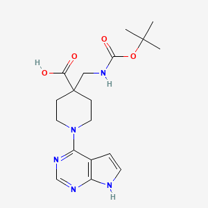 4-((tert-butoxycarbonylamino)methyl)-1-(7H-pyrrolo[2,3-d]pyrimidin-4-yl)piperidine-4-carboxylic acid