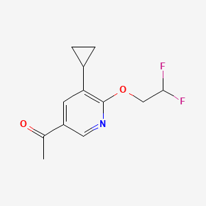 molecular formula C12H13F2NO2 B8364005 1-(5-Cyclopropyl-6-(2,2-difluoroethoxy)pyridin-3-yl)ethanone 