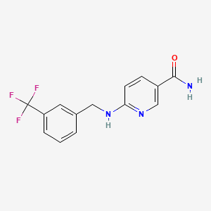 molecular formula C14H12F3N3O B8364119 6-[[3-(Trifluoromethyl)phenyl]methylamino]pyridine-3-carboxamide 