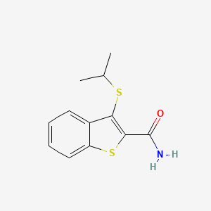 molecular formula C12H13NOS2 B8364212 3-(Isopropylthio)benzo[b]thiophene-2-carboxamide 