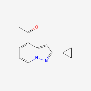 molecular formula C12H12N2O B8364278 4-Acetyl-2-cyclopropylpyrazolo[1,5-a]pyridine 