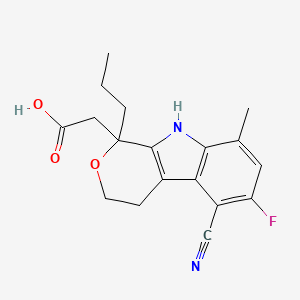 2-(5-cyano-6-fluoro-8-methyl-1-propyl-4,9-dihydro-3H-pyrano[3,4-b]indol-1-yl)acetic acid