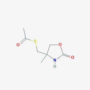 molecular formula C7H11NO3S B8364493 S-(4-Methyl-2-oxooxazolidin-4-yl)methyl ethanethioate 