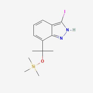 molecular formula C13H19IN2OSi B8364539 3-iodo-7-(1-methyl-1-trimethylsilanyloxy-ethyl)-1H-indazole 