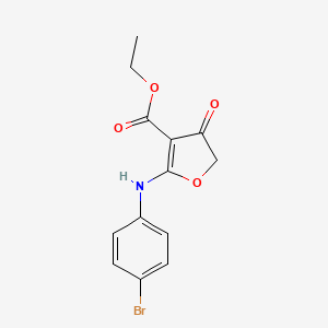 molecular formula C13H12BrNO4 B8364580 Ethyl 2-(4-bromoanilino)-4-oxo-4,5-dihydro-3-furancarboxylate 