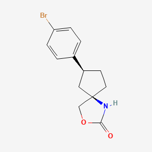 molecular formula C13H14BrNO2 B8364581 (5R,7S)-7-(4-Bromophenyl)-3-oxa-1-azaspiro[4.4]nonan-2-one 