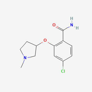 molecular formula C12H15ClN2O2 B8364593 4-Chloro-2-[(1-methyl-3-pyrrolidinyl)oxy]benzamide 