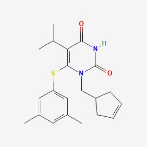 molecular formula C21H26N2O2S B8364725 1-(Cyclopent-3-en-1-ylmethyl)-6-(3,5-dimethylphenyl)sulfanyl-5-isopropyl-pyrimidine-2,4-dione 