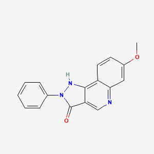 molecular formula C17H13N3O2 B8364732 7-Methoxy-2-phenyl-5H-pyrazolo[4,3-c]quinoline-3(2H)-one 