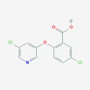 molecular formula C12H7Cl2NO3 B8364917 5-Chloro-2-[(5-chloropyridin-3-yl)oxy]benzoic acid 