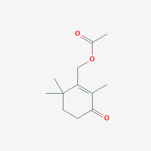 molecular formula C12H18O3 B8364925 2,4,4-Trimethyl-3-acetoxymethylcyclohex-2-en-1-one 