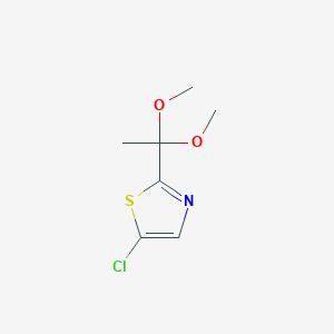 molecular formula C7H10ClNO2S B8364998 5-Chloro-2-(1,1-dimethoxy-ethyl)-thiazole 