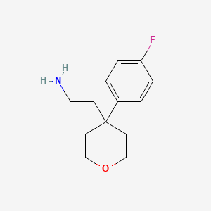 molecular formula C13H18FNO B8365034 2-[4-(4-Fluorophenyl)oxan-4-yl]ethan-1-amine 