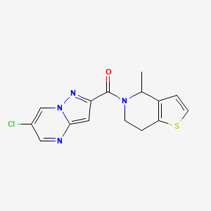 molecular formula C15H13ClN4OS B8365038 (6-chloropyrazolo[1,5-a]pyrimidin-2-yl)(4-methyl-6,7-dihydrothieno[3,2-c]pyridin-5(4H)-yl)methanone 