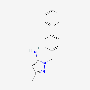 molecular formula C17H17N3 B8365086 1-([1,1'-Biphenyl]-4-ylmethyl)-3-methyl-1H-pyrazol-5-amine 