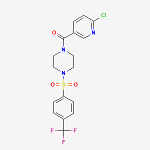 molecular formula C17H15ClF3N3O3S B8365096 1-[(6-Chloro-3-pyridinyl)carbonyl]-4-{[4-(trifluoromethyl)phenyl]sulfonyl}piperazine 