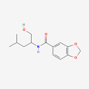 molecular formula C14H19NO4 B8365185 N-(1-hydroxy-4-methylpentan-2-yl)benzo[d][1,3]dioxole-5-carboxamide 