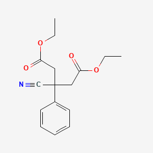 molecular formula C16H19NO4 B8365254 Diethyl 3-cyano-3-phenylpentanedioate 