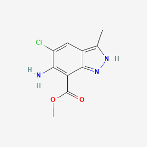 molecular formula C10H10ClN3O2 B8365294 6-amino-5-chloro-3-methyl-1H-indazole-7-carboxylic acid methyl ester 
