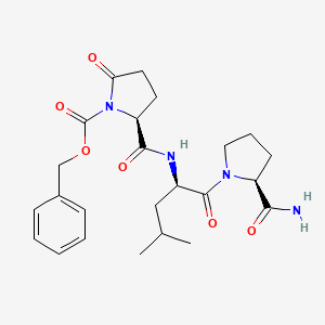 molecular formula C24H32N4O6 B8365331 1-[(Benzyloxy)carbonyl]-5-oxo-L-prolyl-D-leucyl-L-prolinamide CAS No. 78058-29-4