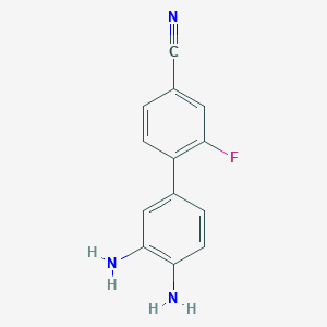 molecular formula C13H10FN3 B8365354 3',4'-Diamino-2-fluorobiphenyl-4-carbonitrile 