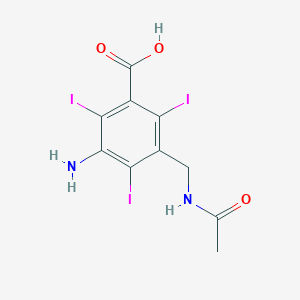 molecular formula C10H9I3N2O3 B8365360 5-Amino-3-acetylaminomethyl-2,4,6-triiodobenzoic acid CAS No. 727-56-0