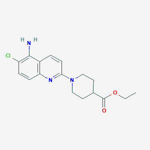 molecular formula C17H20ClN3O2 B8365367 1-(5-Amino-6-chloro-2-quinolinyl)-4-piperidinecarboxylic acid ethyl ester 
