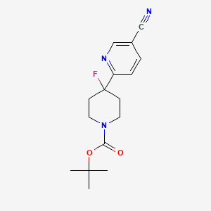 molecular formula C16H20FN3O2 B8365373 Tert-butyl 4-(5-cyanopyridin-2-yl)-4-fluoropiperidine-1-carboxylate 