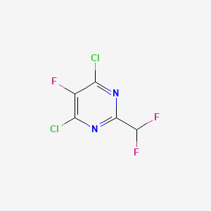 molecular formula C5HCl2F3N2 B8365579 4,6-Dichloro-2-difluoromethyl-5-fluoropyrimidine 