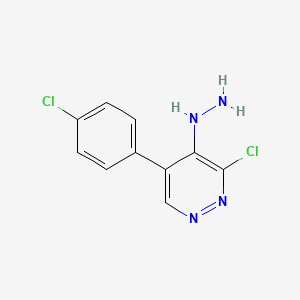 molecular formula C10H8Cl2N4 B8365601 1-(3-Chloro-5-(4-chlorophenyl)pyridazin-4-yl)hydrazine 