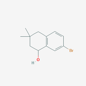 molecular formula C12H15BrO B8365622 7-Bromo-3,3-dimethyl-1,2,3,4-tetrahydro-1-naphthol CAS No. 102568-22-9