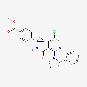 molecular formula C27H26ClN3O3 B8365716 Methyl 4-(1-(5-chloro-2-(2-phenylpyrrolidin-1-yl)nicotinamido)cyclopropyl)benzoate 