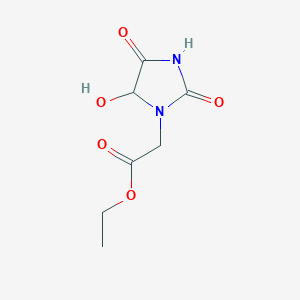molecular formula C7H10N2O5 B8365753 Ethyl 5-hydroxy-2,4-dioxoimidazolidine-1-acetate 