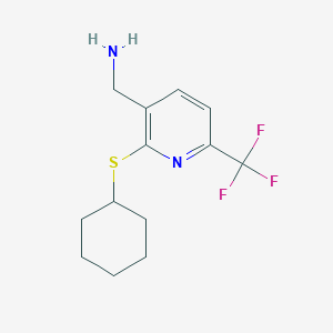 molecular formula C13H17F3N2S B8365902 (2-(Cyclohexylthio)-6-(trifluoromethyl)pyridin-3-yl)methanamine 