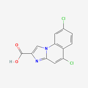 molecular formula C12H6Cl2N2O2 B8365924 5,8-Dichloroimidazo-[1,2-a]-quinoline-2-carboxylic acid 