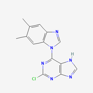 molecular formula C14H11ClN6 B8366066 2-chloro-6-(5,6-dimethyl-1H-benzimidazol-1-yl)-9H-purine 