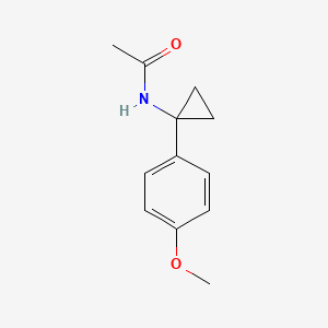 molecular formula C12H15NO2 B8366073 4-(1-(N-Acetylamino)cyclopropyl)anisole 