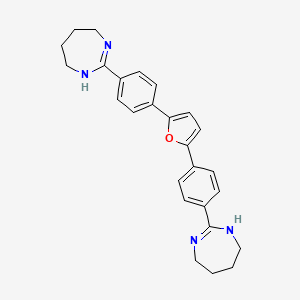 molecular formula C26H28N4O B8366119 2,5-bis[4-(4,5,6,7-tetrahydro-1H-1,3-diazepin-2-yl)phenyl]furan 