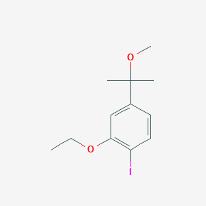molecular formula C12H17IO2 B8366196 2-Ethoxy-1-iodo-4-(1-methoxy-1-methyl-ethyl)-benzene 