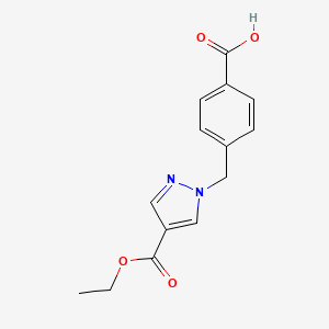 molecular formula C14H14N2O4 B8366205 1-(4-Carboxy-benzyl)-1H-pyrazole-4-carboxylic acid ethyl ester 