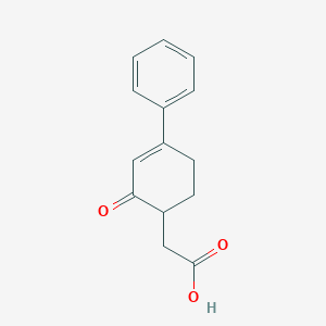 molecular formula C14H14O3 B8366288 (2-Oxo-4-phenyl-3-cyclohexen-1-yl)acetic acid 
